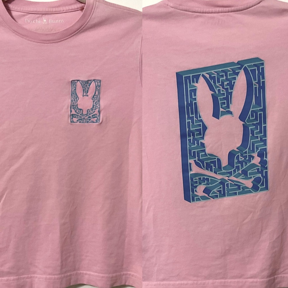 Psycho Bunny Pink Graphic Boy's T-Shirt Tee Pima Cotton Medium 10-12
